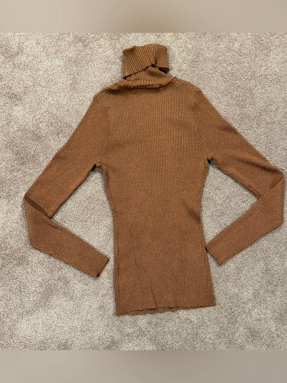 Zimmermann Luminosity Metallic Ribbed Turtleneck Sweater Bronze Size 3